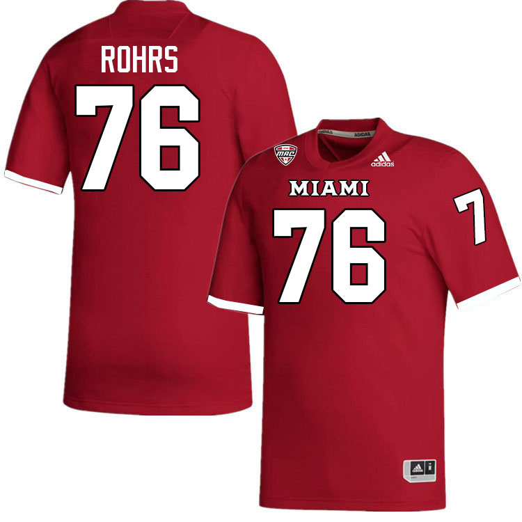 Miami University Redhawks #76 Gavin Rohrs College Football Jerseys Stitched-Red